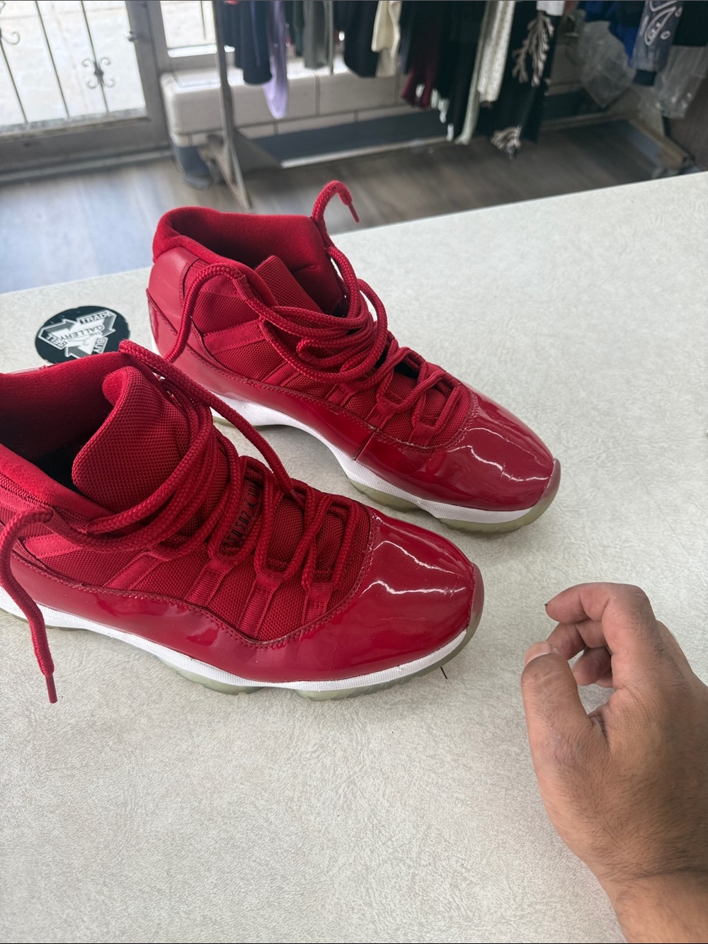 Jordan 11 Men's Red Patent High-Top Sneakers